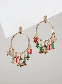 Holiday Charm Hoop Earrings