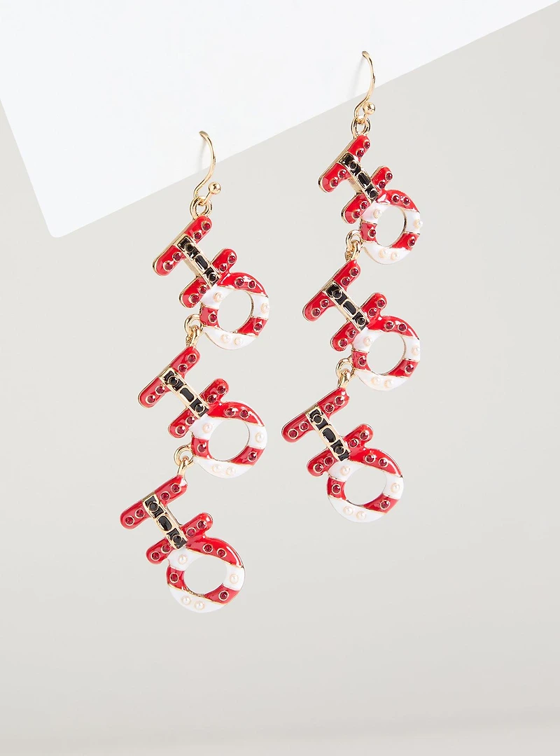 Candy Cane Ho Ho Ho Earrings