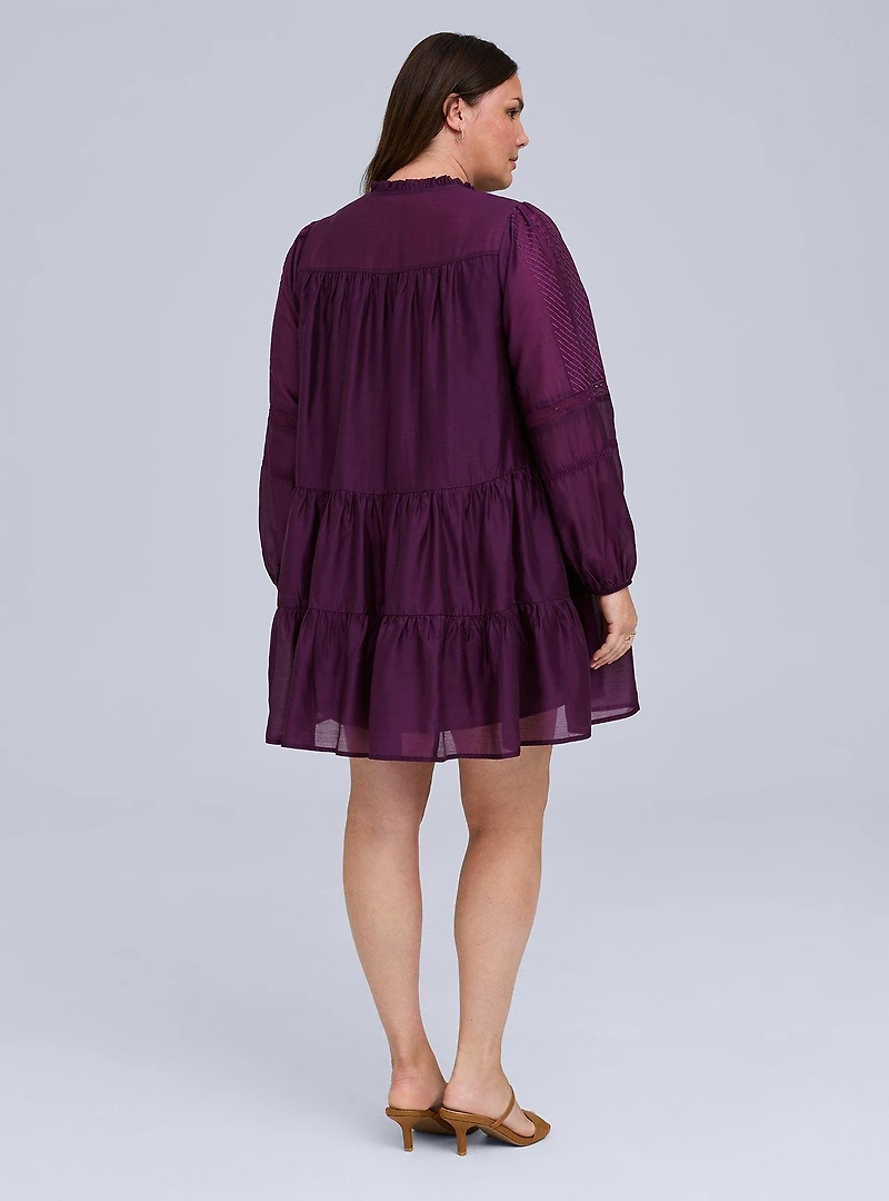 Belle Isle Embroidered Trim Tiered Dress