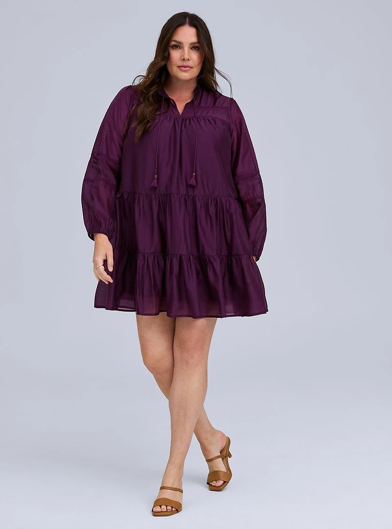 Belle Isle Embroidered Trim Tiered Dress