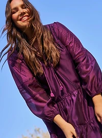 Belle Isle Embroidered Trim Tiered Dress