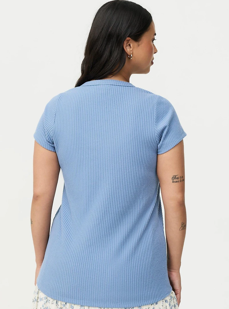 Hacci Rib Speckle Scoop Neck Top