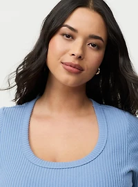 Hacci Rib Speckle Scoop Neck Top