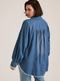 Festi Floral Flocked Relaxed Denim Tunic