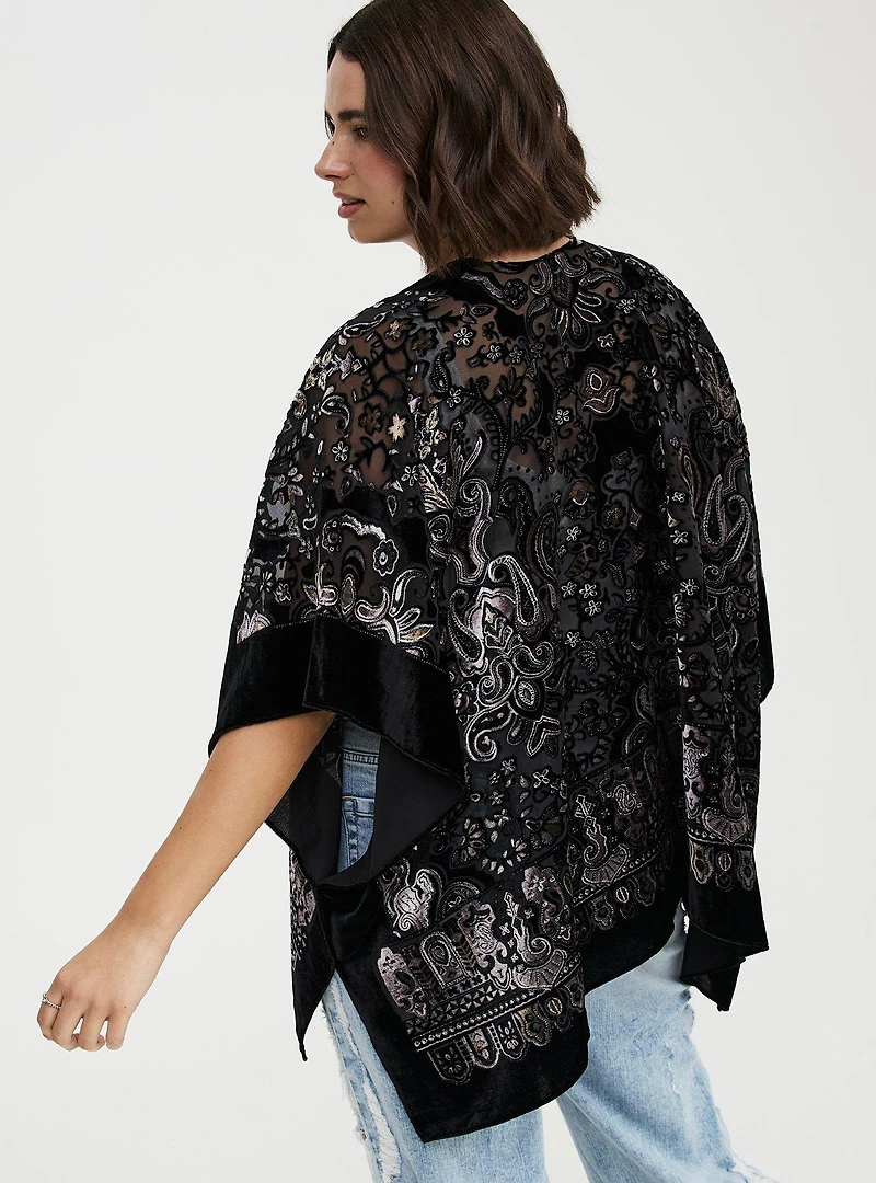 Embellished Burnout Ruana