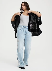 Embellished Burnout Ruana