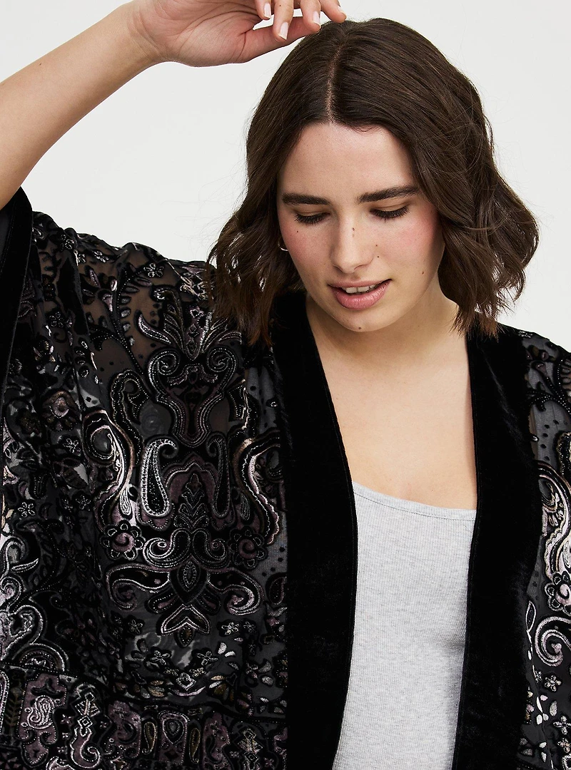 Embellished Burnout Ruana