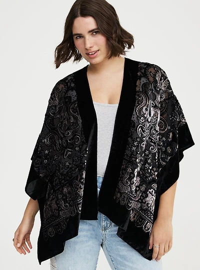 Embellished Burnout Ruana