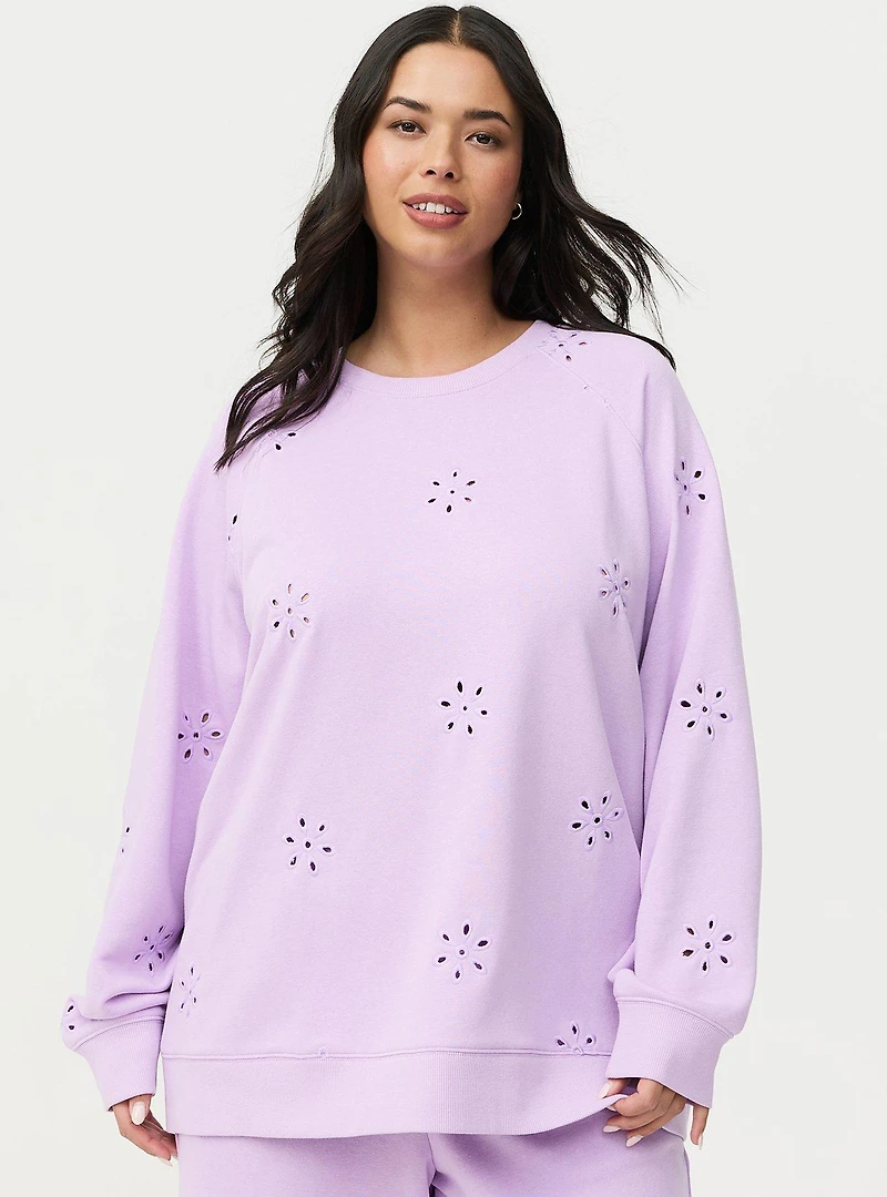 Eyelet Relaxed Sweatshirt