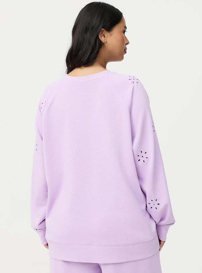 Eyelet Relaxed Sweatshirt