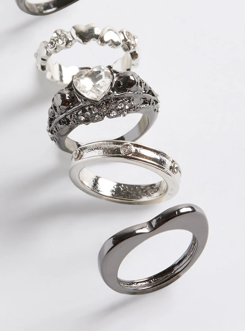 Heart Rhinestone Ring Set