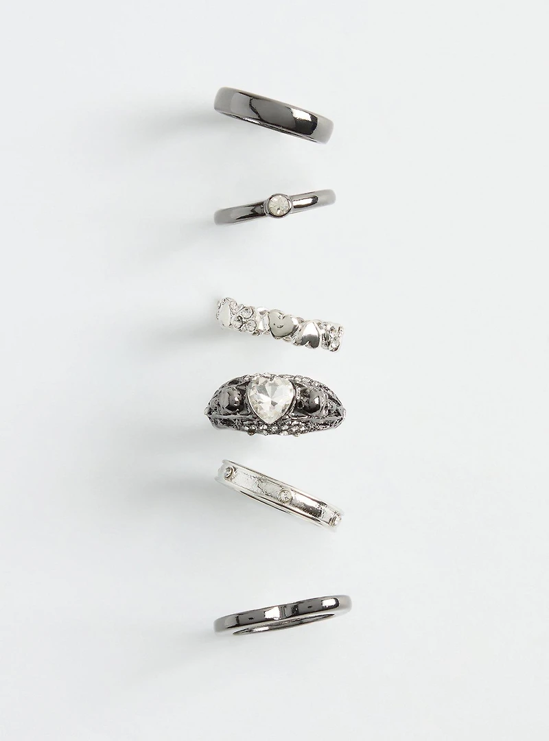 Heart Rhinestone Ring Set