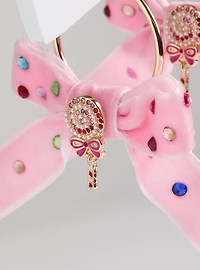 Holiday Candy Bow Hoop Earrings
