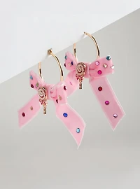 Holiday Candy Bow Hoop Earrings
