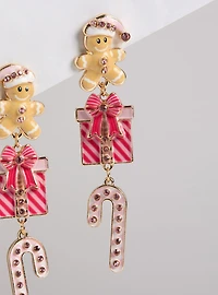 Gingerbread Present Linear Earrings