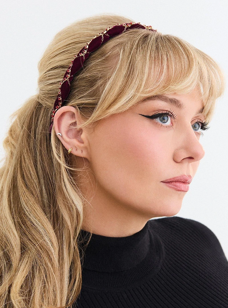 Velvet Bejeweled Headband Set