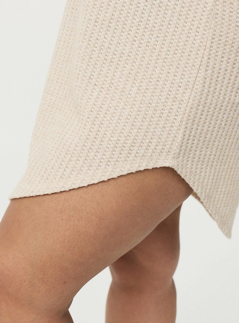 Super Soft Plush Waffle Henley Lounge Dress