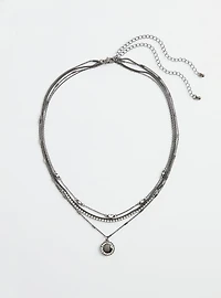 Pave Disc Layered Necklace