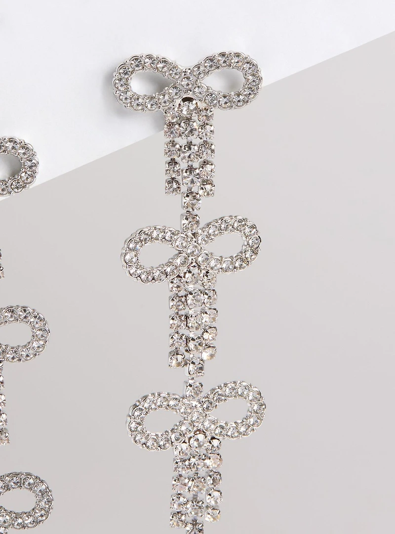 Pave Bow Linear Earring