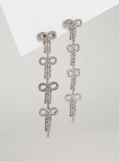 Pave Bow Linear Earring