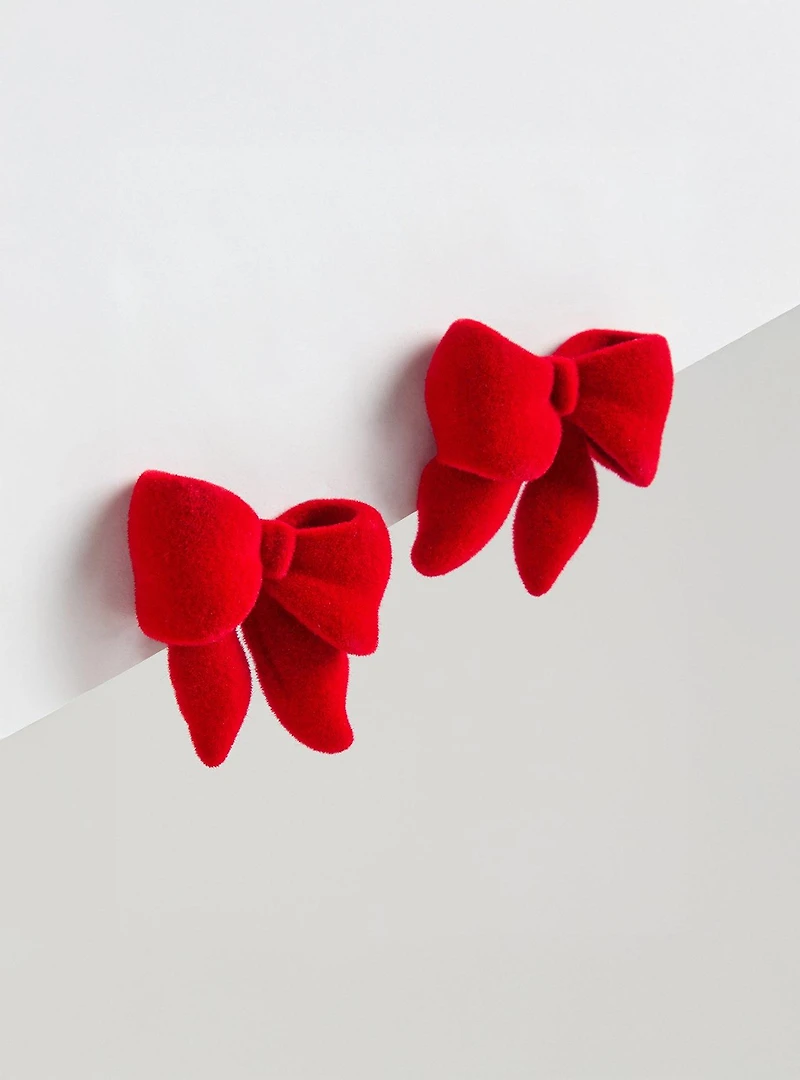 Velvet Bow Statement Stud Earrings