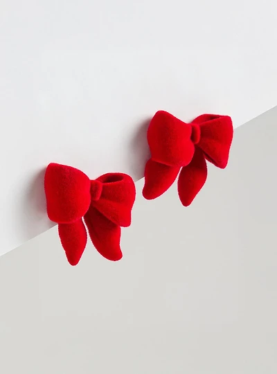 Velvet Bow Statement Stud Earrings
