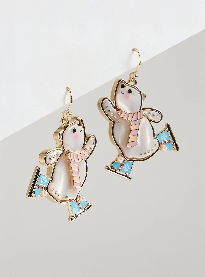 Polar Bear Ice Skate Earrings