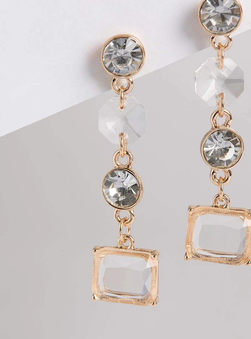 Rhinestone Linear Earring Set