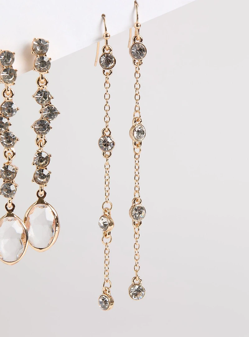 Rhinestone Linear Earring Set