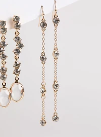 Rhinestone Linear Earring Set