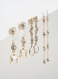 Rhinestone Linear Earring Set