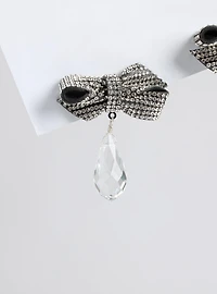Rhinestone Bow Drop Earrings