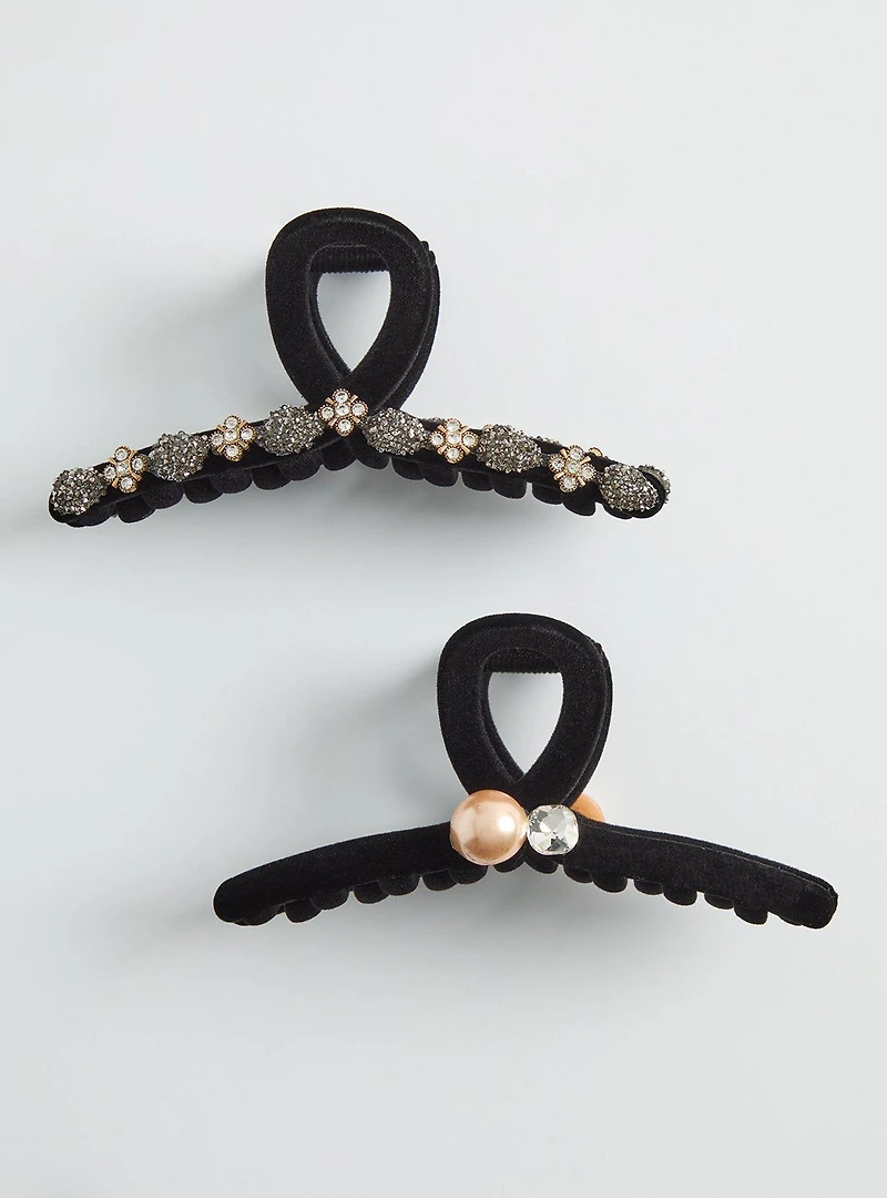 Velvet Bejeweled Clip Set