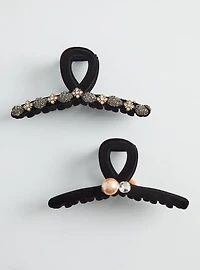 Velvet Bejeweled Clip Set