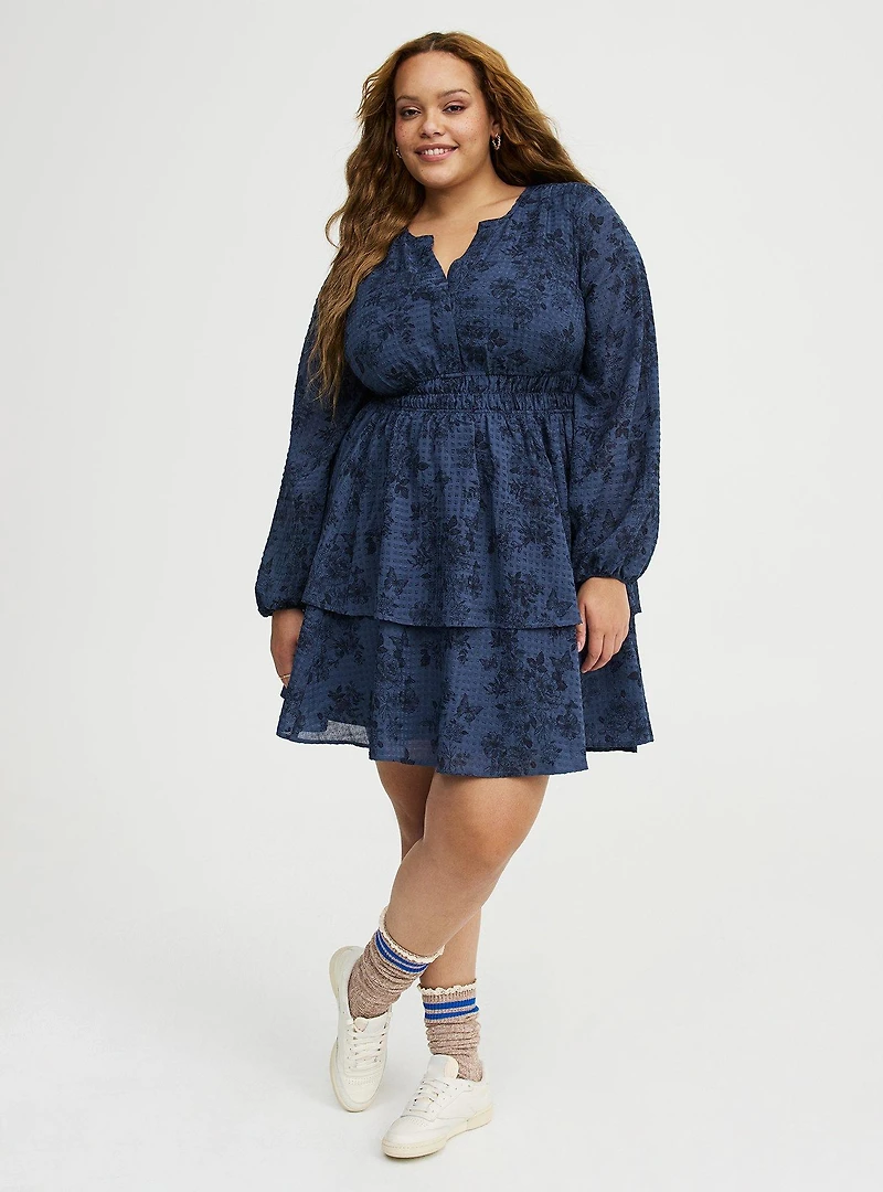 Smocked Waist Tiered Mini Dress