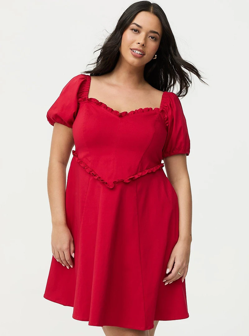 Puff Sleeve Sweetheart Mini Dress