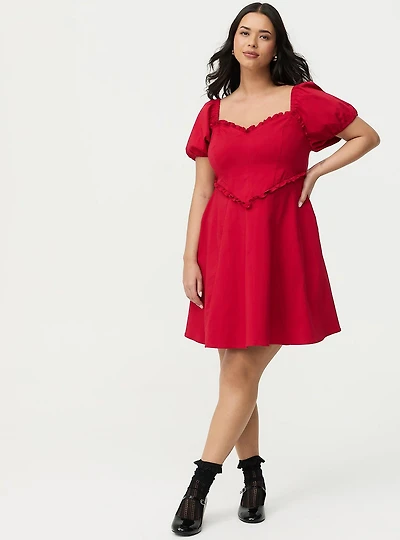 Puff Sleeve Sweetheart Mini Dress