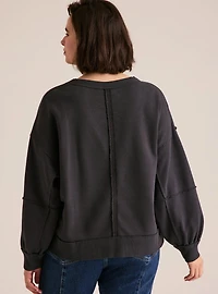 Festi Raw Edge Off-Shoulder Pullover Sweater