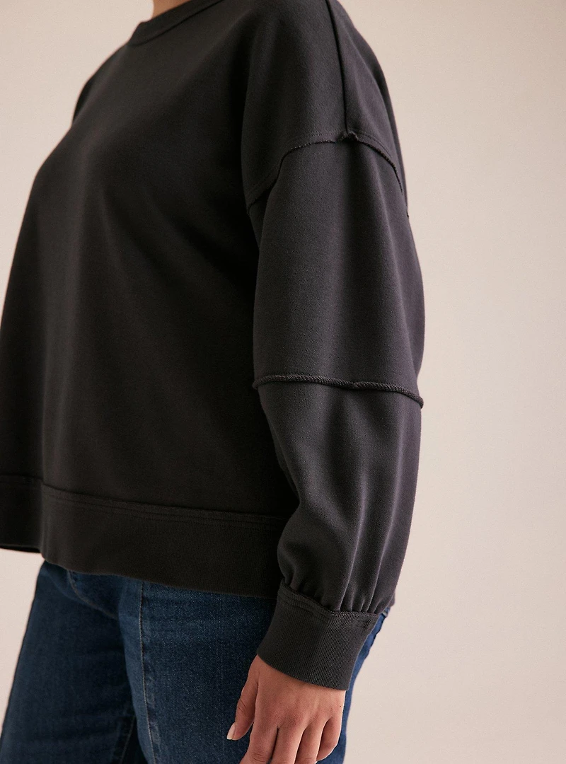 Festi Raw Edge Off-Shoulder Pullover Sweater