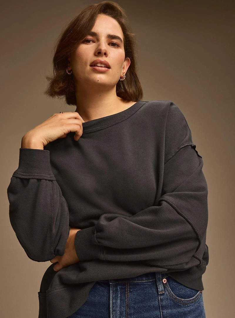 Festi Raw Edge Off-Shoulder Pullover Sweater