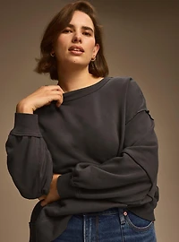 Festi Raw Edge Off-Shoulder Pullover Sweater