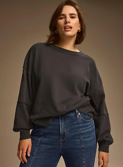 Festi Raw Edge Off-Shoulder Pullover Sweater