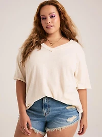 Festi Drop Shoulder V-Neck Tee