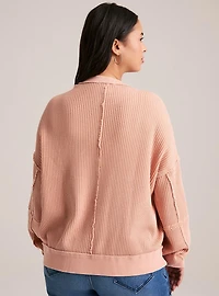 Festi Raw Edge Waffle Pullover
