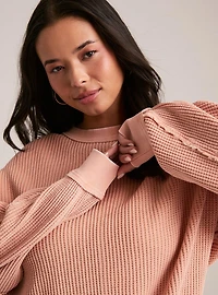 Festi Raw Edge Waffle Pullover
