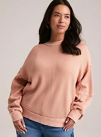 Festi Raw Edge Waffle Pullover