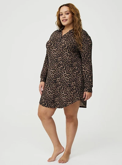 Super Soft Plush Henley Lounge Dress