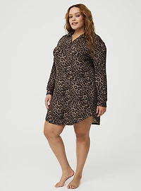 Super Soft Plush Henley Lounge Dress