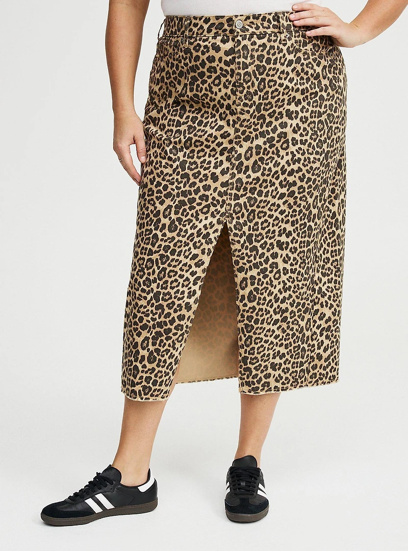 Midi Frayed Denim Skirt