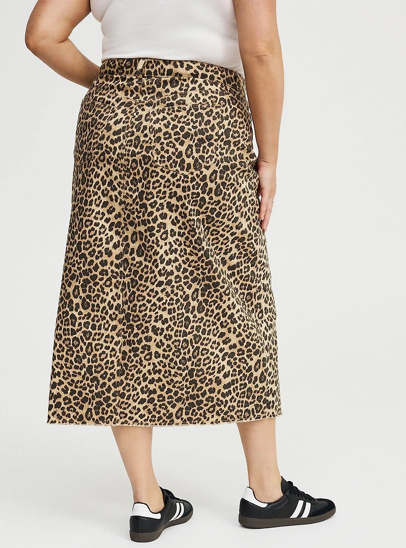 Midi Frayed Denim Skirt